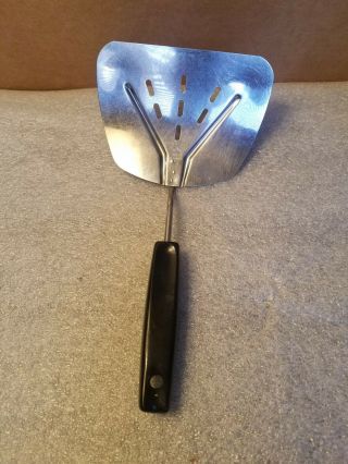 Vintage Foley 1 Mpls Stainless Steel Wide Slotted Curved Flipper Lifter Spatula