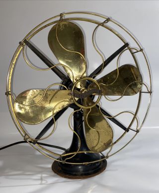 Antique 1910’s Westinghouse 16 " Brass Blades & Cage Fan Style 162631a -
