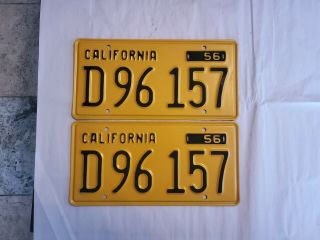 1956 1957 California Truck License Plate Pair Yom Dmv Clear D96157