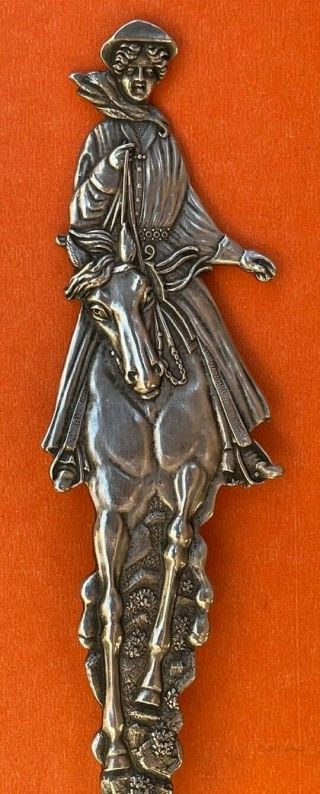 Stunning Big Figural Lady O Horse Denver Colorado Sterling Silver Souvenir Spoon
