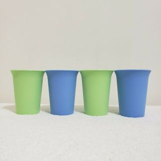 Vtg Tupperware 109 - 37 Set Of 4 Sippy Cups Bell Tumblers No Lids Blue,  Green
