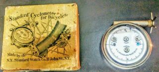 Antique Cyclometer For Bicycles N.  Y.  Standard Watch Co. ,  Box 1895 Guc