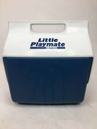 Vtg Little Playmate By Igloo - Blue & White May 1990 Lunchbox Picnic Iced 6 Pack