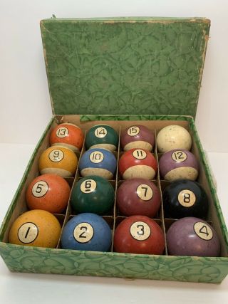 Antique Hyatt Composition Billiard Pool Balls Set