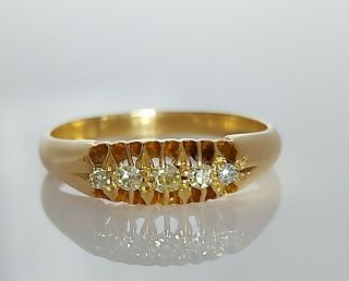Antique 1919 Art Deco 18ct Gold & Diamond Five Stone Ring Uk L/m 3.  2g