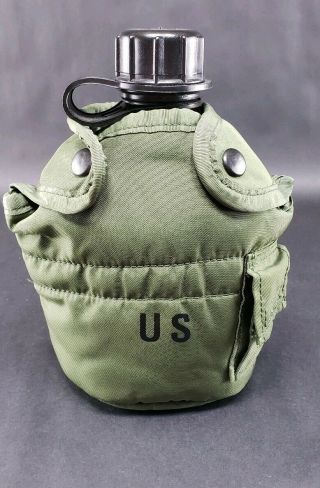 Vintage 1988 Military Issued U.  S.  Army Water Canteen With Cover - Handcrest 1 Qt
