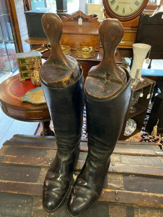 Antique Leather Riding Boots With Trees