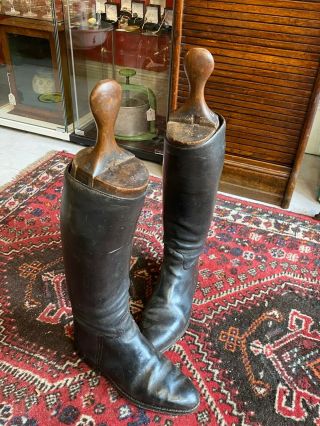 ANTIQUE LEATHER RIDING BOOTS WITH TREES 3