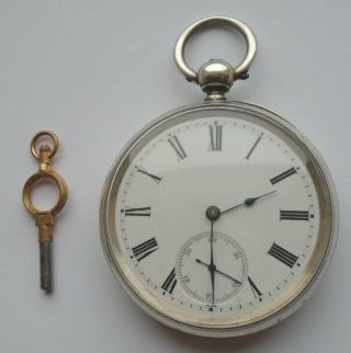 Antique Silver Pocket Watch J.  W Benson Key Wind Order Circa 1890