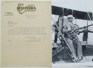 Glenn Curtiss Aviation Pioneer Autograph  Curtiss Motors  Letter Dated 1915