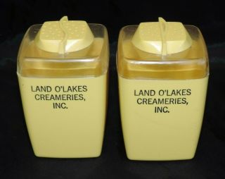Vintage Yellow Plastic Salt & Pepper Shakers Advertising Land O Lakes Creameries