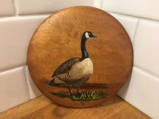 Vintage Hand Painted Bird On Wood Plaque