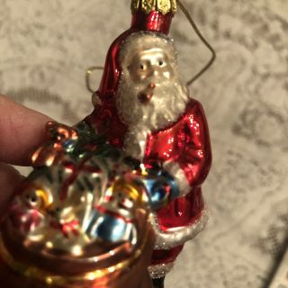 Vintage Hand Blown Santa Claus W/ Presents Christmas Tree Ornament Mercury Glass
