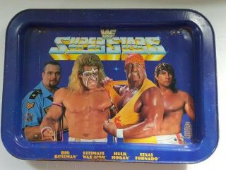Vintage 1991 Wwf Stars Tv Tray Hulk Hogan Ultimate Warrior Bossman Tex Tor