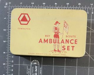 Vintage 1960 Boy Scouts Ambulance Set Tin Box & Book First Aid Outfit Compactoid