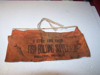 Vintage Orange Carpenters Nail Apron Fish Building Supply Middleton Wi