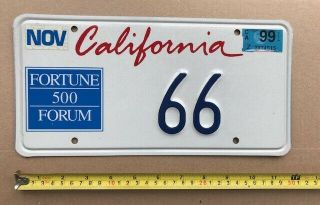 1999 California License Plate Fortune 500 Forum 66