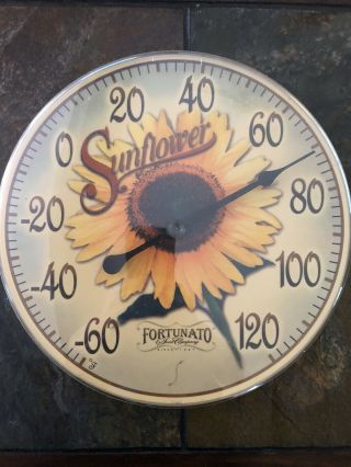 Sunflower Fortunato Seed Company Wall Mount Thermometer Vintage