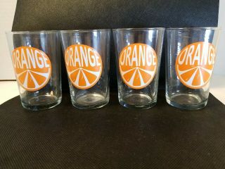 Vintage Mcm Drinking Juice Glass Orange Mid Century Modern Set Of 4