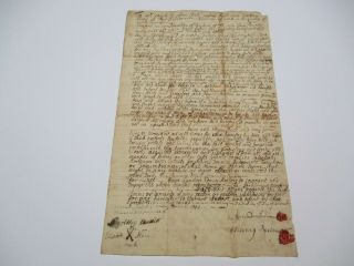 Antique American Colonial Early Massachusetts 1734 Bulman Document York County