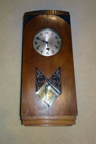 Antique Art Deco German Gustav Becker Westminster & Trinity Chime Wall Clock