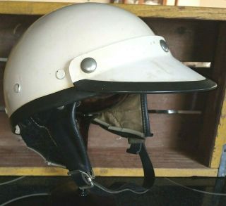 Vintage Harley Davidson Motorcycle Helmet With Visor Leather Worn & 6