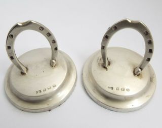 Lovely Pair English Antique 1913 Sterling Silver Novelty Horse Shoe Menu Holders