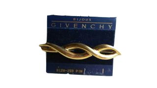 Givenchy Brooch Vintage Fashion Classic Bijoux Pin On Card 2 Gold Tone Twists