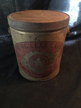 Vintage Pure Leaf Lard Tin Lid And Handle North Packing And Provision Co