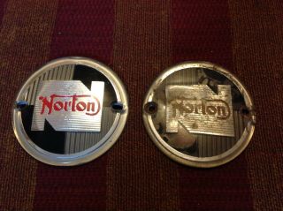 Norton Fuel Tank Badge,  Old Worn One - Vintage Norton Petrol Tank Emblems X 2