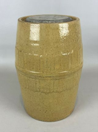Antique Yellowware Wax Sealer Preserve Storage Canning Jar W/ Tin Lid 2