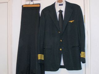 Vintage Complete Panam Captain Uniform With Captain Hat - Sz 7 - 1/8 Panam Hat Badge