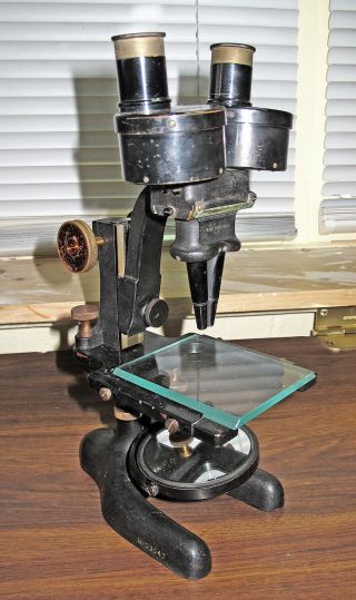 Bausch & Lomb Stereo Microscope in wooden box Antique 6