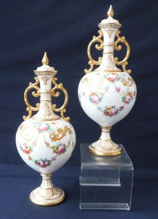 Royal Doulton Elegant Antique Vases.  Roses,  Swags And Garlands