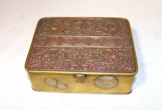 Quality Antique 1800s Ornate Handmade Arts And Crafts Copper Brass Cigarette Box