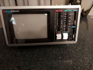 Vintage Emerson Pc5a Portable Color Tv With Am/fm Radio.  Great.  Exc Cond