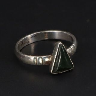 Vtg Sterling Silver - Green Onyx Triangle Striped Band Ring Size 5 - 1.  5g