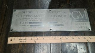 General Motors Diesel Locomotive Emd Builders Plate,  1946,  Steel