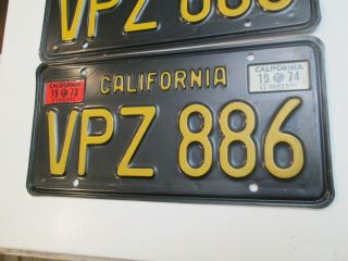 Vintage California Black & Gold License Plates 1963 - 1969 Years VPZ 886 DMV CLEAR 6