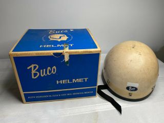Vintage Buco Guardian Motorcycle Half Helmet Buvac White.  W/box