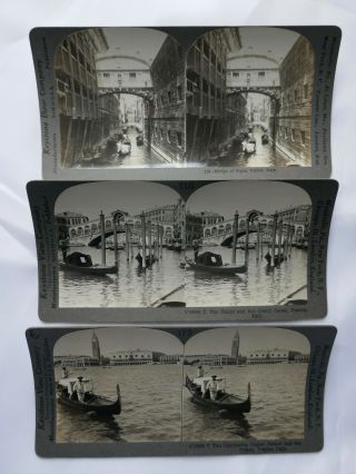 13 Vintage Stereoviews Of Venice,  Italy