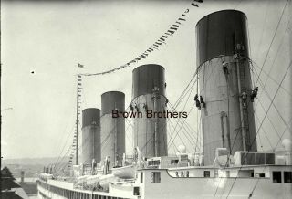 1911 Rms Olympic Lead Ship White Star Line Titanic Glass Camera Negative 1 - Bb