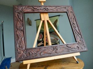 Stunning Antique Carved Oak Picture Frame 15 " X 11 " Rebate Arts & Crafts Nouveau