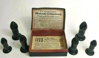 Dr Young’s Vulcanite Rectal Dilators Set W/box Quack Medical Gag Gift Antique