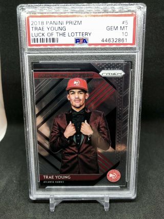 2018 Trae Young Panini Prizm Rookie Luck Of The Lottery Psa 10 5 Gem