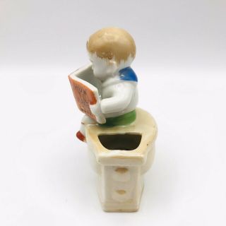 Vintage Lusterware Whimsical Boy On Toilet Reading How To Make Love Japan 3