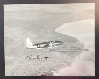 Signed Chuck Yeager Photo Of Bell X1a 48 - 1384 In Flight 8x10 Silver Print