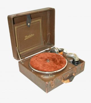 Antique Thorens Manhattan Suitcase Hand Crank 78 Rpm Phonograph Swiss