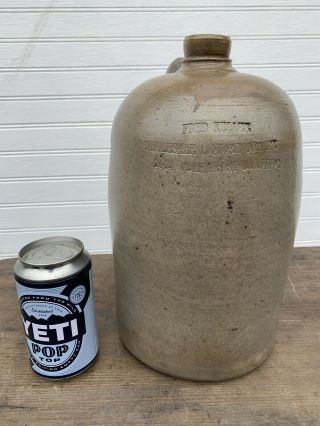 Antique Stoneware Crock Whiskey Jug Baltimore Md Fred Keller 2624 Orleans Typo