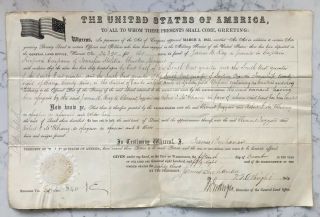 Antique President James Buchanan Secretary Signed Land Grant Cherokee Removal